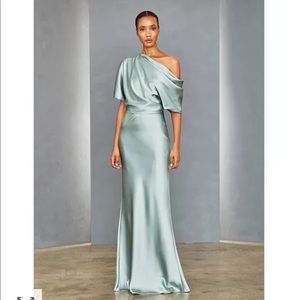 Amsale Draped Satin One Shoulder Dress